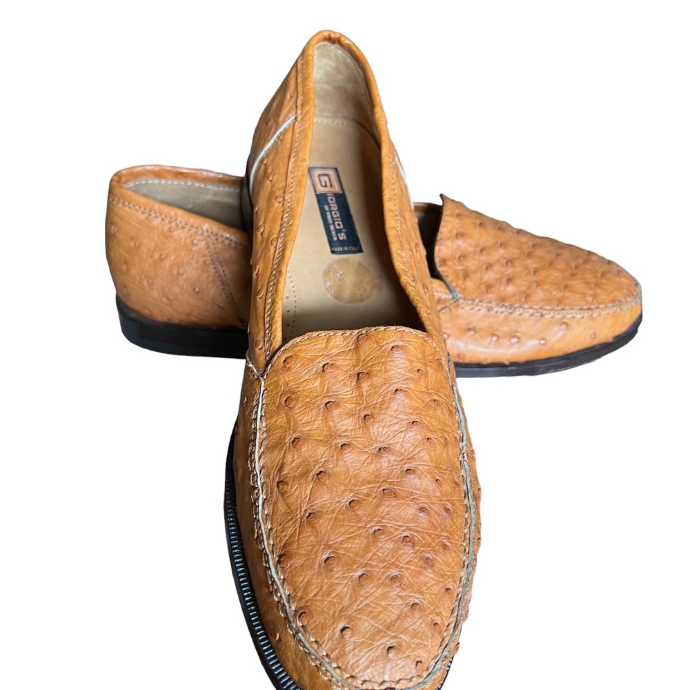 Giorgio's Ostrich Quill Men's Loafers Shoes Slip Ons Moccasin Authentic NEW 9.5